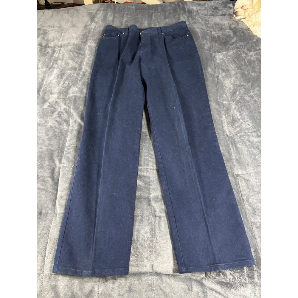 Lauren Jeans Co Ralph Lauren Navy Blue Straight Leg High Rise Trousers Pants 14